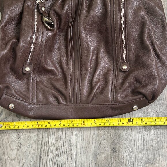 B. Makowsky Women's Leather Durango Shoulder Handbag KB8 Brown/Silver A201654 - Picture 13 of 14